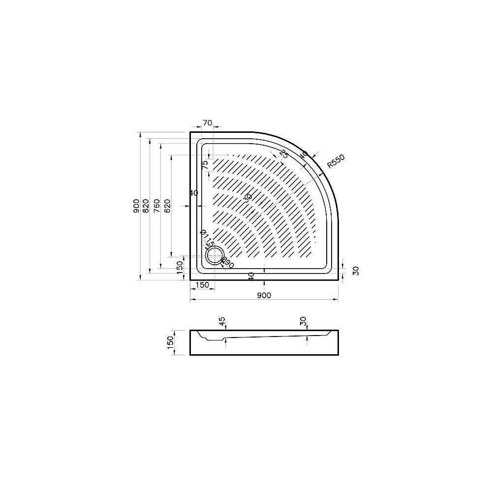 Душевой поддон Koller Pool ROUND80R 80x80 акрил купить в интернет-магазине Sanbest