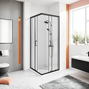 Душевой уголок Good Door Cube 90х90 КУ00020 стекло прозрачное/профиль черный матовый купить в интернет-магазине Sanbest