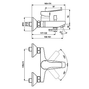 Смеситель для ванны Ideal Standard Entella BC236AA купить в интернет-магазине сантехники Sanbest