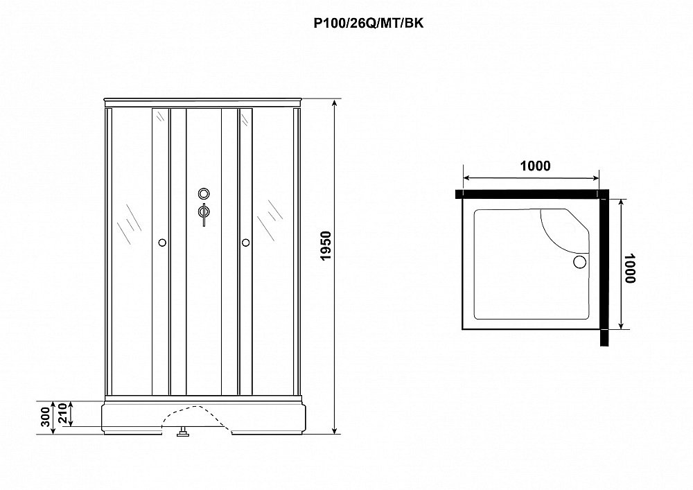 Душевая кабина Niagara Promo P100/26Q/MT/BK 100х100 купить в интернет-магазине Sanbest