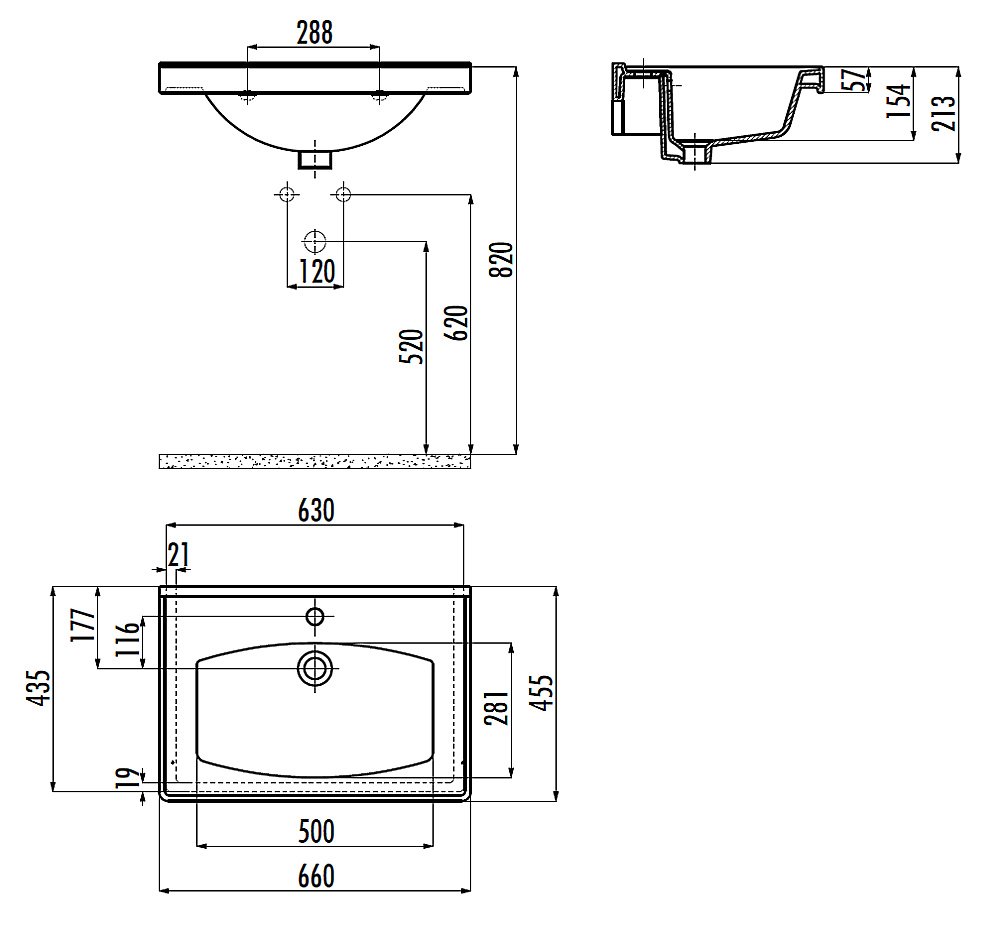 Раковина Creavit Sera 66 TF165.00000 белая купить в интернет-магазине Sanbest