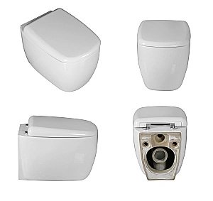 Унитаз подвесной CeruttiSpa Romina Aria Tornado 10613 белый, безободковый, с крышкой микролифт, слив-торнадо купить в интернет-магазине Sanbest