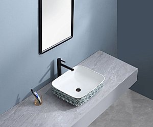 Раковина накладная Bronze de Luxe Nordic 50 2073 белая, с декором купить в интернет-магазине Sanbest