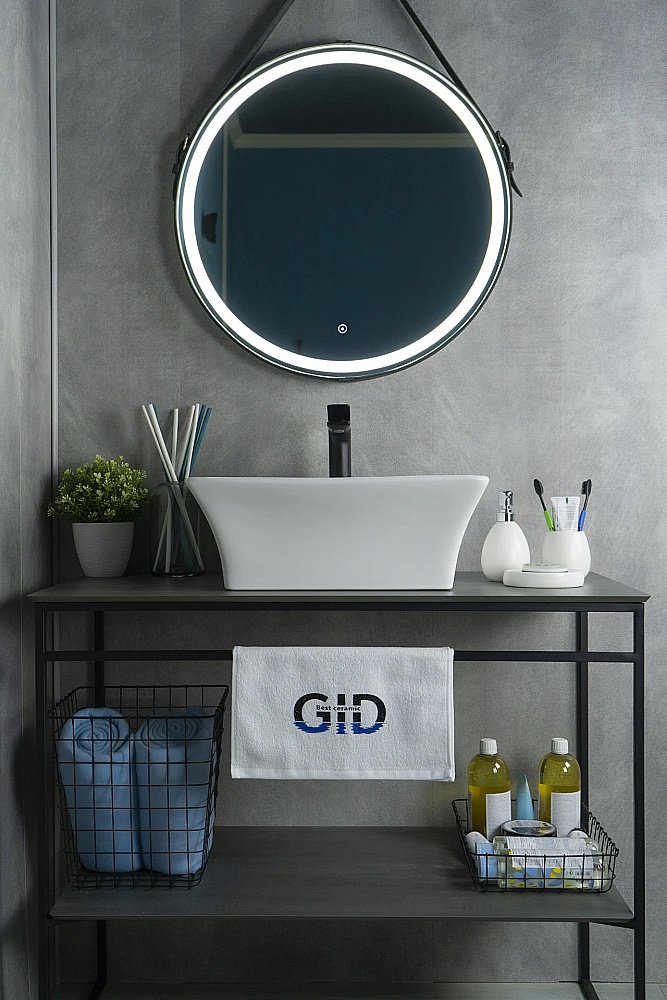 Раковина накладная Gid Geometrico 49 N9108 51121 белая купить в интернет-магазине Sanbest