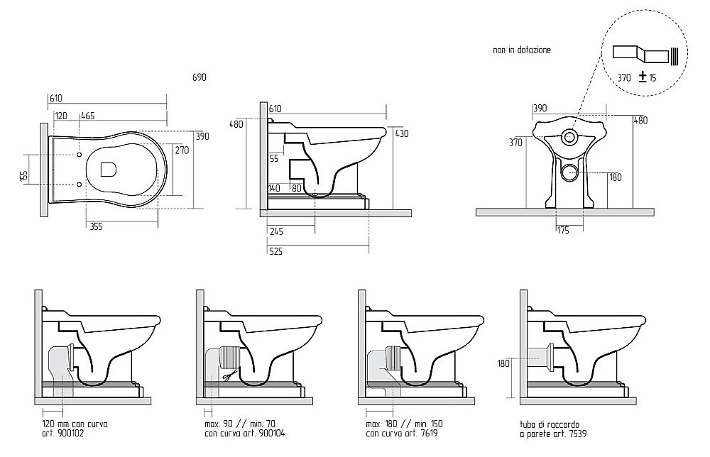 Унитаз приставной Migliore BELLA 30856 белая керамика купить в интернет-магазине Sanbest