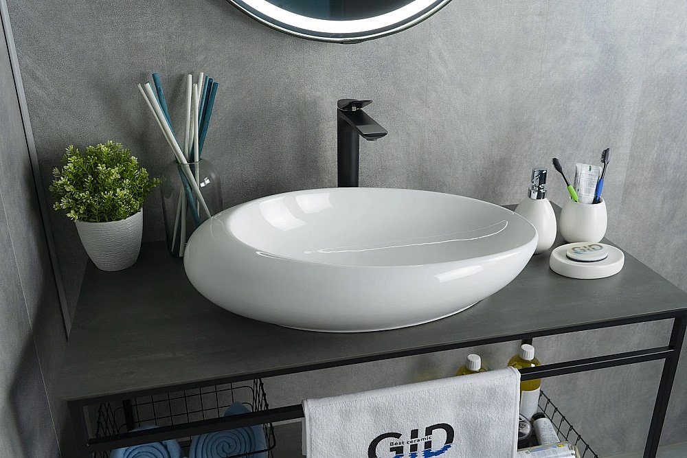 Раковина накладная Gid Creativo 59 N9050 51167 белая купить в интернет-магазине Sanbest