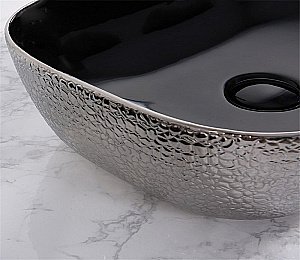 Раковина накладная Ceramalux NC 50 D1302H020 серебро, черная купить в интернет-магазине Sanbest