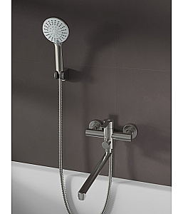 Смеситель для ванны Agger Easy A3121122 с душевым набором, сатин матовый купить в интернет-магазине сантехники Sanbest