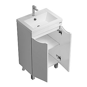 Тумба с раковиной напольная Grossman Виста 50 с 2-мя двер, белый глянец для ванной в интернет-магазине Sanbest