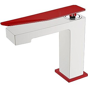Смеситель для раковины Boheme Q 141-WR.2 белый матовый/красный купить в интернет-магазине сантехники Sanbest