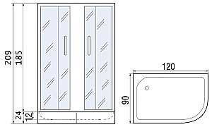 Душевой уголок с поддоном River DON XL 120/90/24 MT купить в интернет-магазине Sanbest