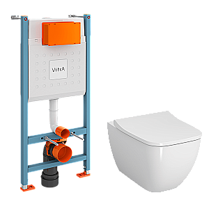 Унитаз подвесной VitrA Shift 9855B003-7207 с инсталляцией, с сиденьем микролифт, безободковый, белый купить в интернет-магазине Sanbest