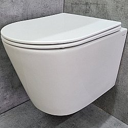 Унитаз подвесной CeramaLux TR5178 белый, безободковый, с крышкой микролифт, слив торнадо купить в интернет-магазине Sanbest