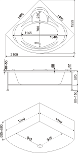 Ванна акриловая BAS Модена 150x150 купить в интернет-магазине Sanbest