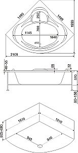 Ванна акриловая BAS Модена 150x150 купить в интернет-магазине Sanbest