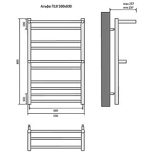 Полотенцесушитель Aquatek Альфа П10 50х80 AQ RRP1080CH хром купить в интернет-магазине сантехники Sanbest