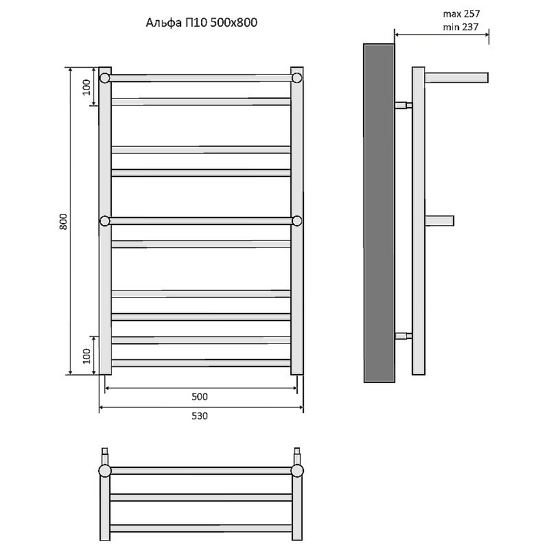 Полотенцесушитель Aquatek Альфа П10 50х80 AQ RRP1080CH хром купить в интернет-магазине сантехники Sanbest