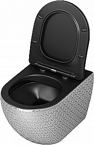 Унитаз подвесной Grossman Color GR-4411SBRS безободковый, с крышкой микролифт, серебро/декор купить в интернет-магазине Sanbest