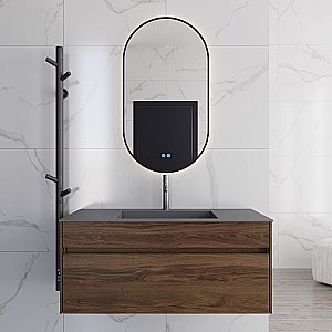 Тумба с раковиной Vincea Chiara 100 VMC-2C100CO/VCB-13100G тёмный дуб/раковина серая для ванной в интернет-магазине Sanbest