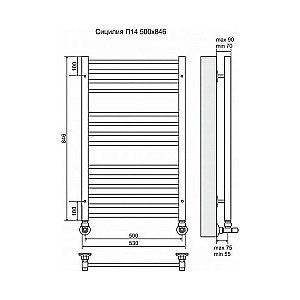 Полотенцесушитель водяной Terminus Сицилия П14 500x846 купить в интернет-магазине сантехники Sanbest