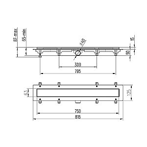 Душевой лоток PAINI Line CH750LC 75 черный матовый купить в интернет-магазине Sanbest