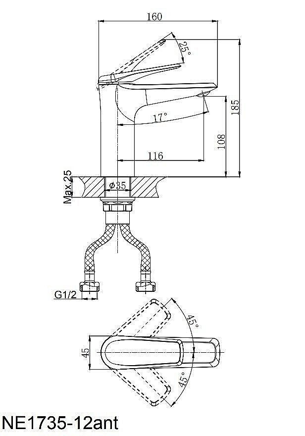Смеситель для раковины Rush Nevis NE1735-12 черный купить в интернет-магазине сантехники Sanbest