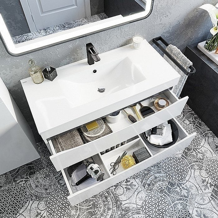 Тумба с раковиной IDDIS Cloud CLO10W1i95K 100 белая для ванной в интернет-магазине Sanbest