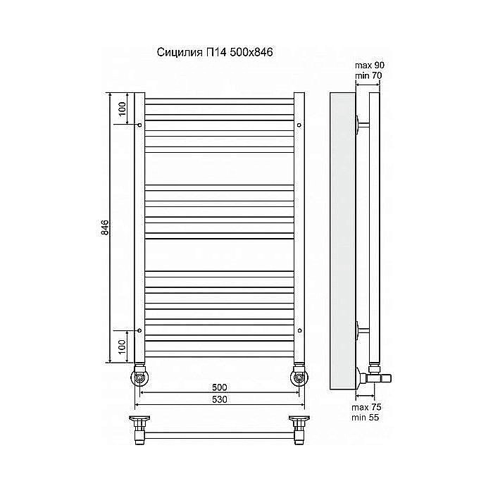 Полотенцесушитель водяной Terminus Сицилия П14 500x846 купить в интернет-магазине сантехники Sanbest