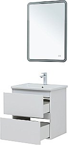 Тумба с раковиной Aquanet Эмбер 330465 60 белый матовый для ванной в интернет-магазине Sanbest