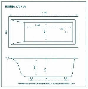 Ванна из искусственного камня Marmo Bagno Ницца 170х70 MB-N170-70 белая купить в интернет-магазине Sanbest