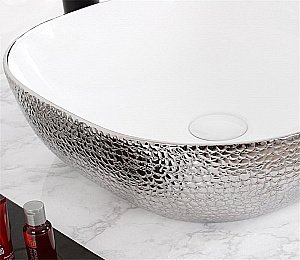 Раковина накладная Ceramalux NC 42 D1301H021 серебро, белая купить в интернет-магазине Sanbest