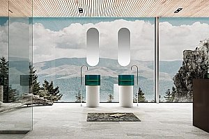 Раковина напольная ABBER Kristall AT2701White-Aquamarin-H бирюзовая/белая купить в интернет-магазине Sanbest