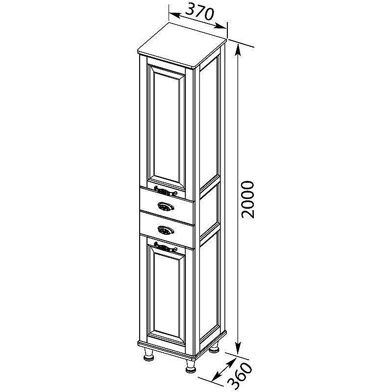 Пенал Aquanet Тесса 35 жасмин/серебро для ванной в интернет-магазине сантехники Sanbest