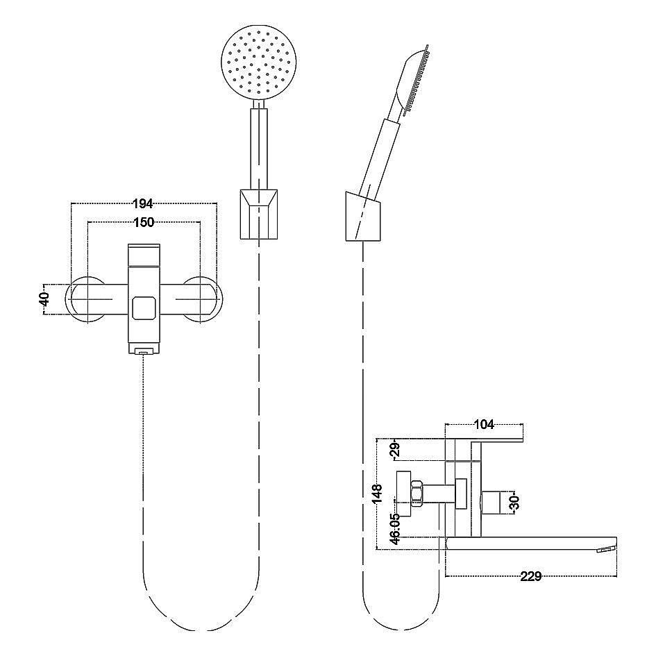 Смеситель для ванны Melana Stello 610305 сатин купить в интернет-магазине сантехники Sanbest