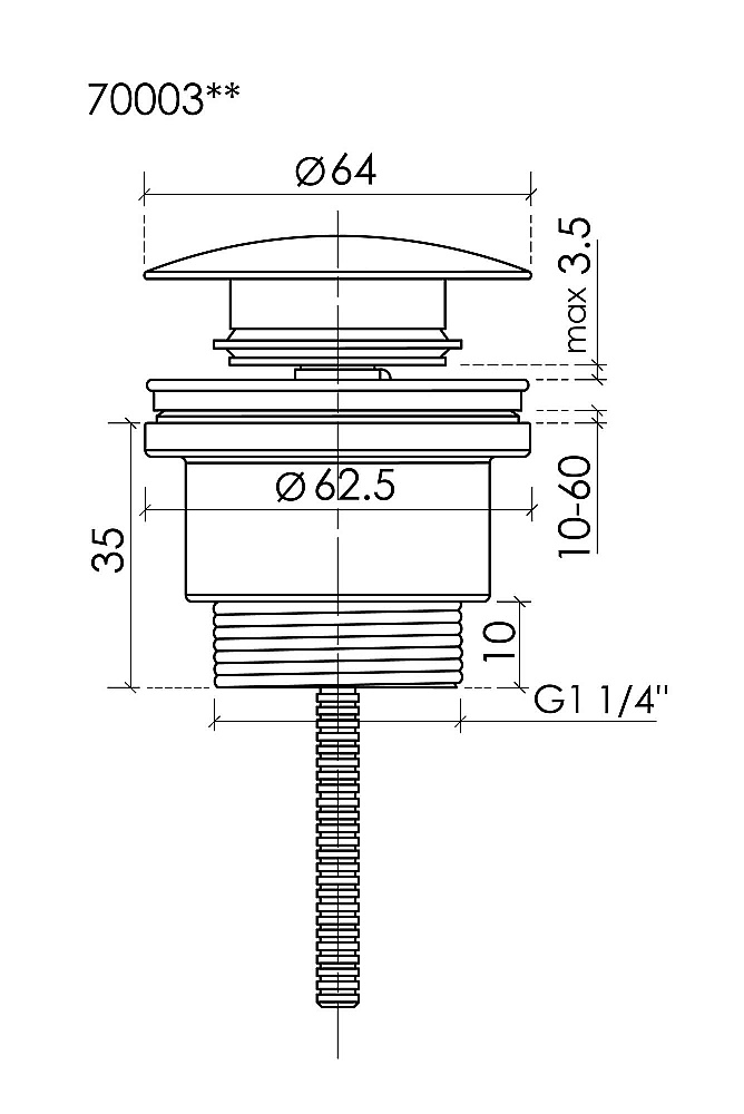 Донный клапан для раковины Ceramica Nova 70003CH хром купить в интернет-магазине сантехники Sanbest