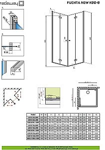 Душевой уголок Radaway Fuenta New KDD-B 80x90 с порогом, стекло прозрачное/профиль хром купить в интернет-магазине Sanbest