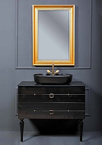 Тумба с раковиной Armadi Art Vallessi Avantgarde Piazza 80 со столешницей черный с золотом для ванной в интернет-магазине Sanbest