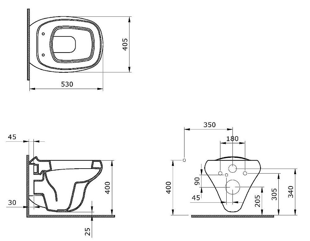 Унитаз подвесной Ambassador Diamond 123T20001R безободковый, белый купить в интернет-магазине Sanbest