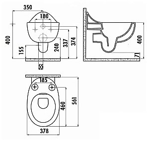 Унитаз подвесной Creavit Foglia FG321-11CB00E-0000 белый, безободковый купить в интернет-магазине Sanbest