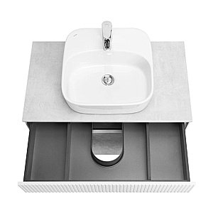 Тумба с раковиной Акватон Марбл 80/Одри Soft 42 слейт/белая матовая для ванной в интернет-магазине Sanbest