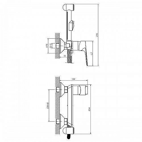 Гигиенический душ Rossinka RS27-52 купить в интернет-магазине сантехники Sanbest