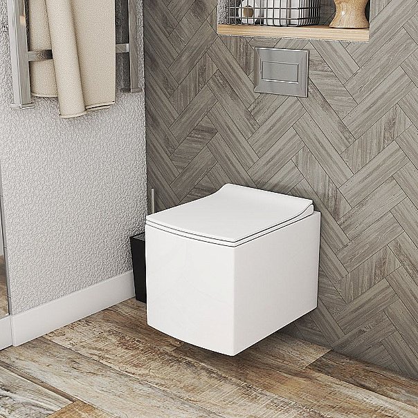 Унитаз подвесной Ceramalux 2022 белый, безободковый, с крышкой микролифт купить в интернет-магазине Sanbest