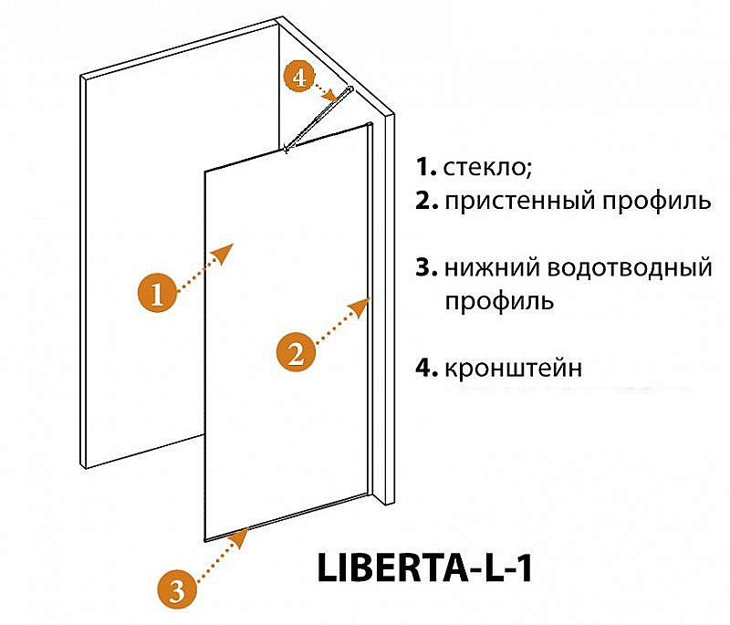 Душевое ограждение Cezares LIBERTA-L-1-TB-120-C-NERO стекло прозрачное/профиль черный купить в интернет-магазине Sanbest