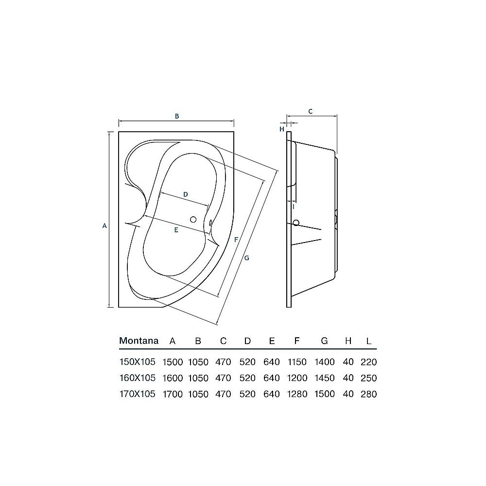 Ванна акриловая Koller Pool Montana 160x105 MONTANA160X105L белая купить в интернет-магазине Sanbest