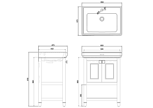 Тумба с раковиной на 3 отверстия Burlington Riviera RIVF650W-R для ванной в интернет-магазине Sanbest