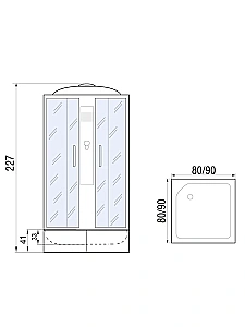 Душевая кабина River QUADRO XL 90/41 MT 90х90 с поддоном купить в интернет-магазине Sanbest
