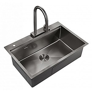 Мойка кухонная Milacio Denia 75 Steel MC.77429 вороненая сталь купить в интернет-магазине сантехники Sanbest