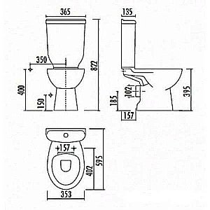 Унитаз напольный Creavit Sedef SD315.00100 белый, с бачком купить в интернет-магазине Sanbest