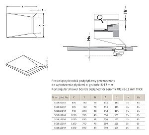Душевой трап Radaway Basic 550 с поддоном под плитку 790х990 купить в интернет-магазине Sanbest