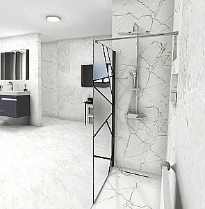 Душевое ограждение Ceruttispa PICK T90B 10378 90 стекло узор матовый с прозрачным/профиль черный матовый купить в интернет-магазине Sanbest